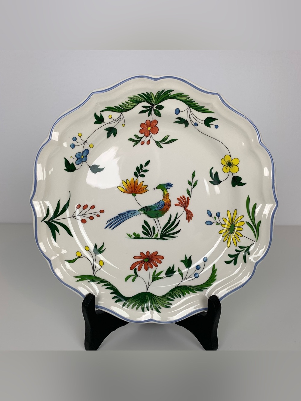 Gien Plate “Oiseaux De Paradis” Bird Floral Flowers Nature France French 9”